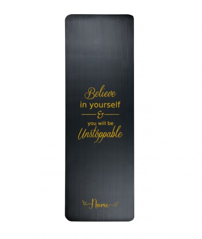 Believe in Yourself Personalised Black Yoga Mat